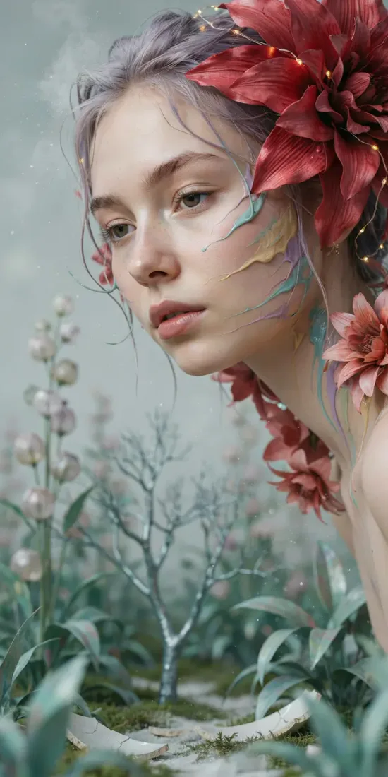 Botanical portrait with flowers