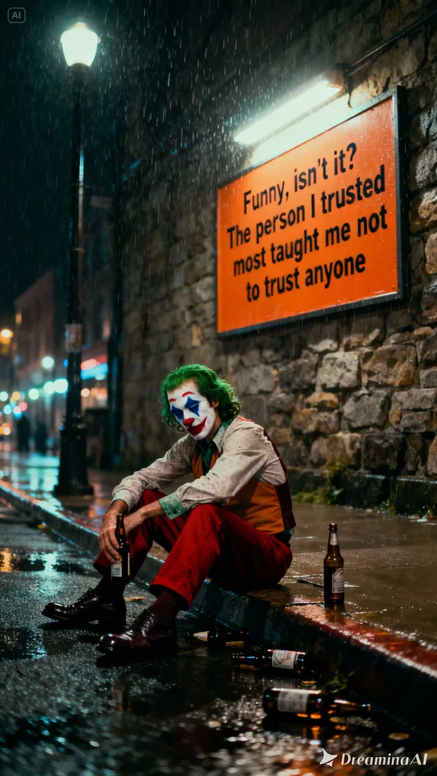 Clown with green hair, face painted whit