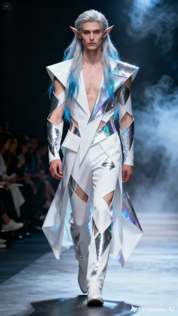 Striking male model with sharp, elven fe