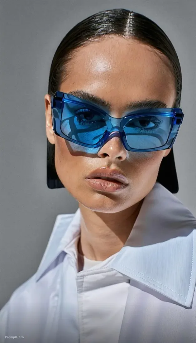 Close-up portrait with blue sunglasses