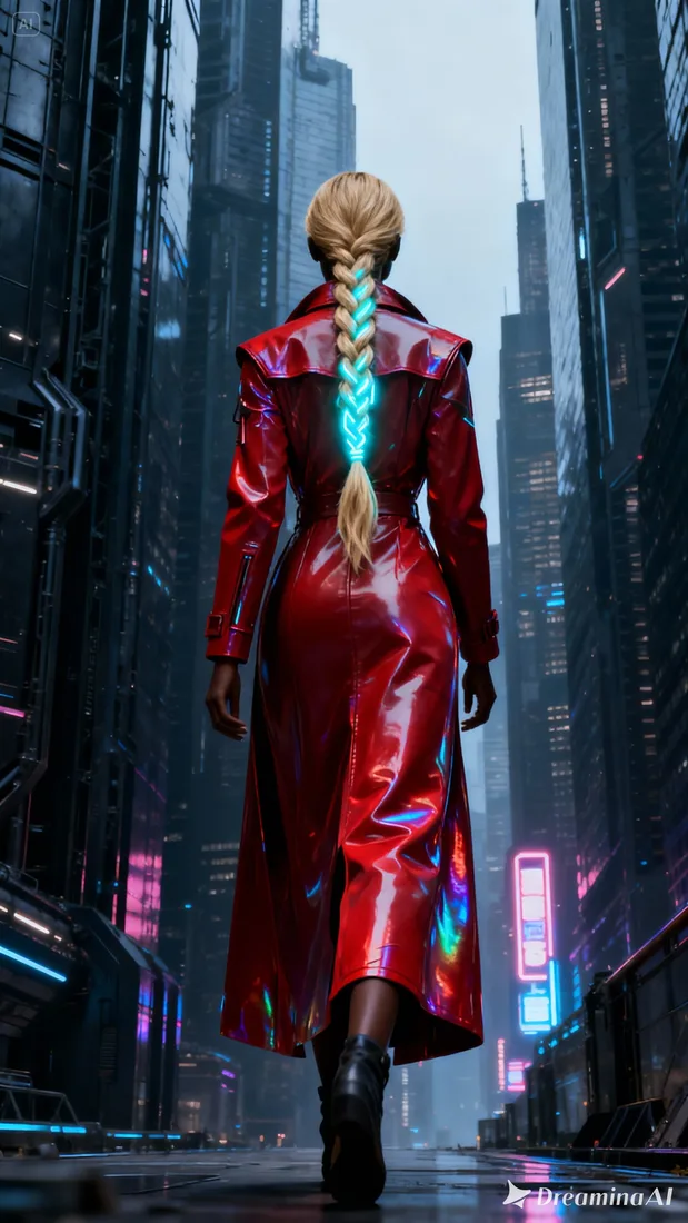 A tall, sleek woman with dark skin, full