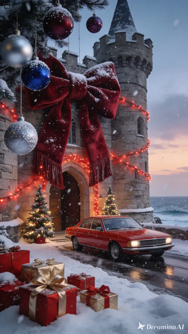 Cozy winter Christmas scene, heavy soft