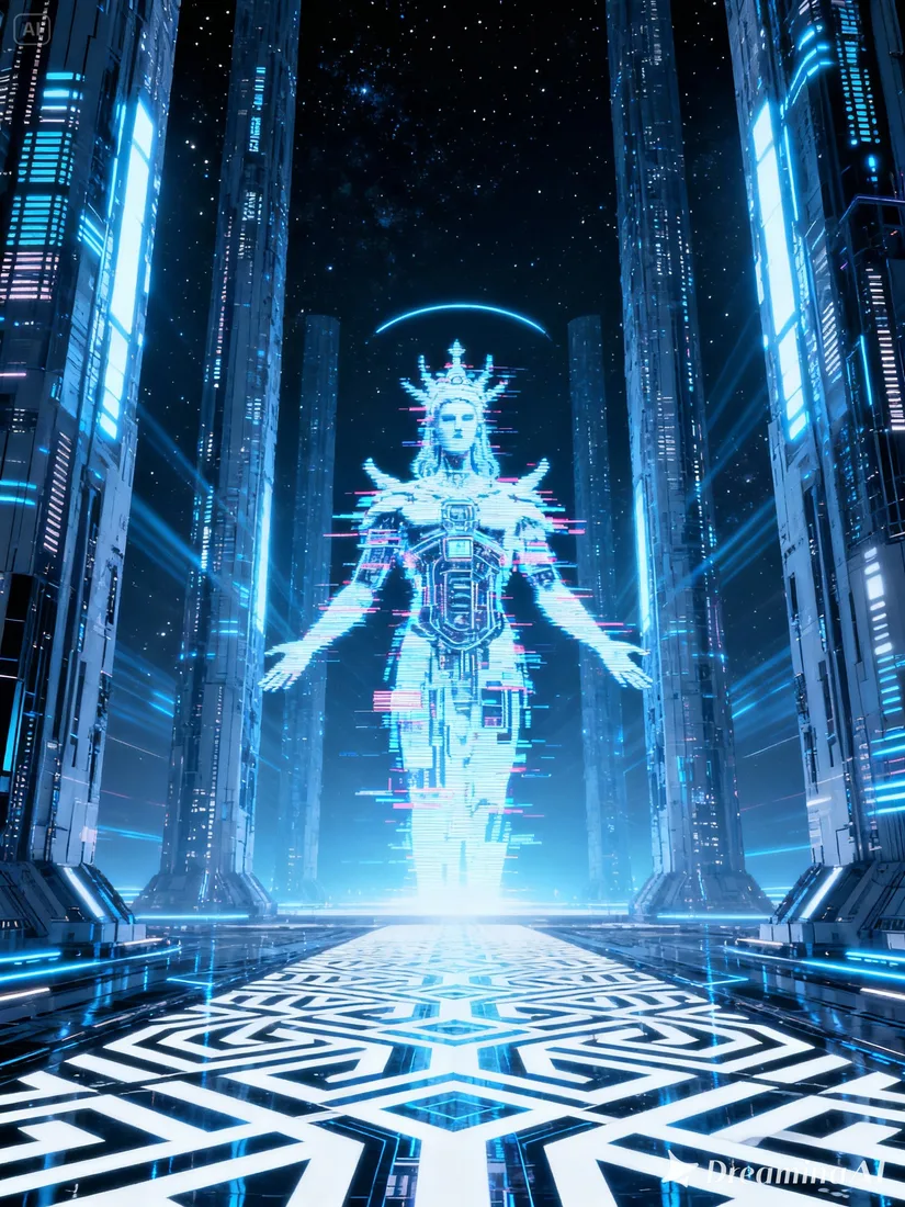 Abstract chimeric holographic entity, AI